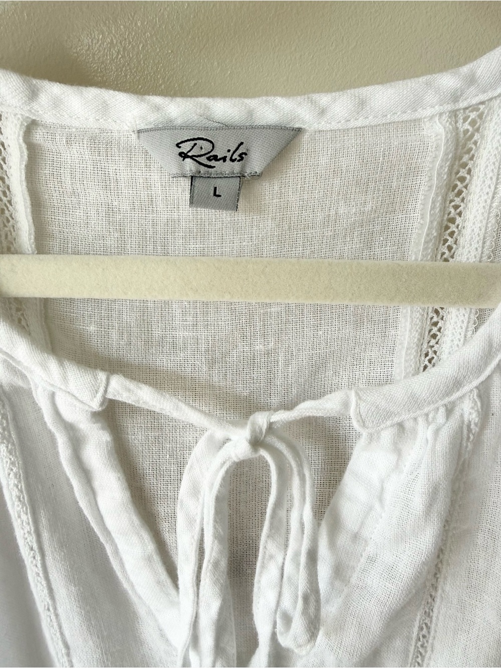Rails Anthropologie Ashlyn Cool White Linen Sleeveless Tie Collar Midi Dress L - Picture 10 of 16